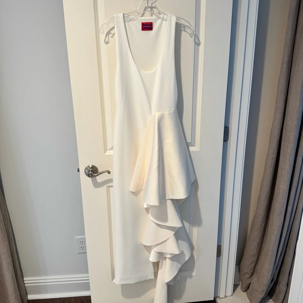Solace London Naya Ruffle Dress In Cream - Picture 3 of 9